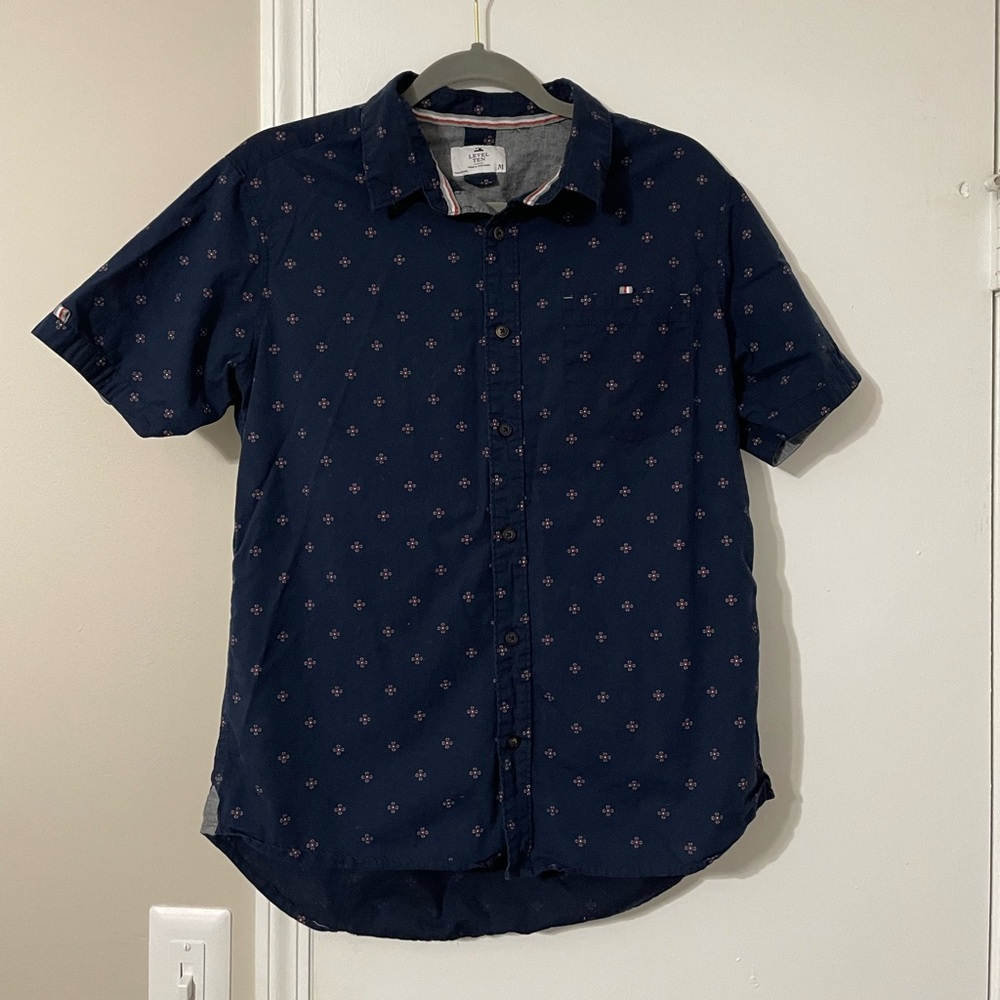Level Ten Men's Dark Blue Short Sleeve Shirt Size M